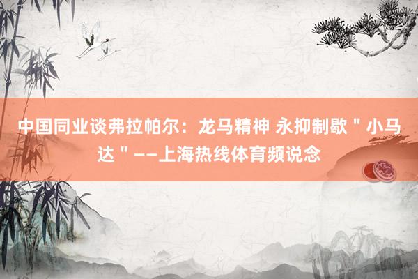 中国同业谈弗拉帕尔：龙马精神 永抑制歇＂小马达＂——上海热线体育频说念